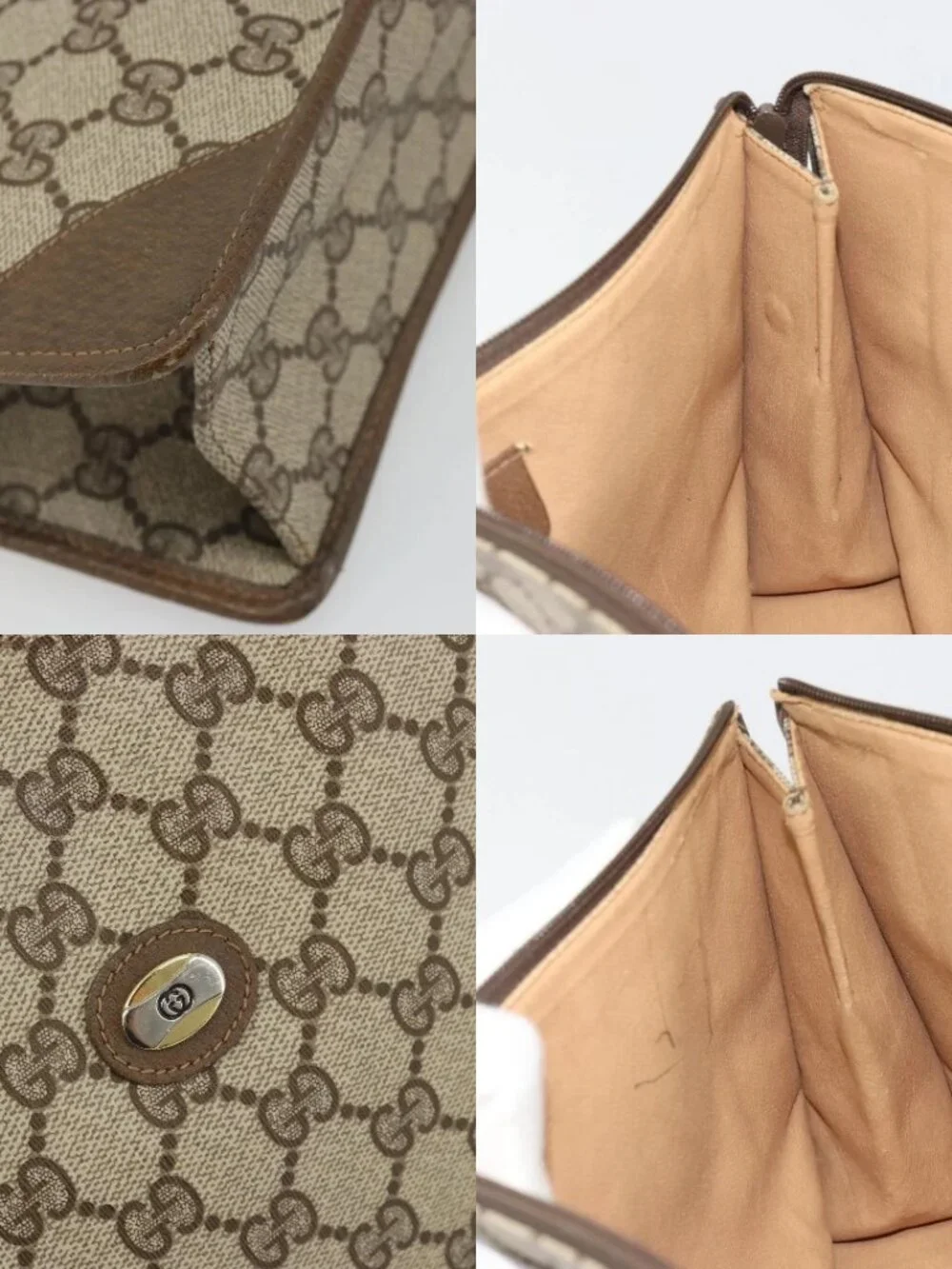 GUCCI GG Supreme Clutch Bag Clutch Bag PVC Beige Auth 188571